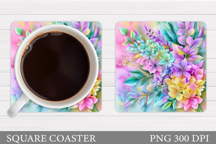 Flowers Coaster Design. Floral Coaster Sublimation