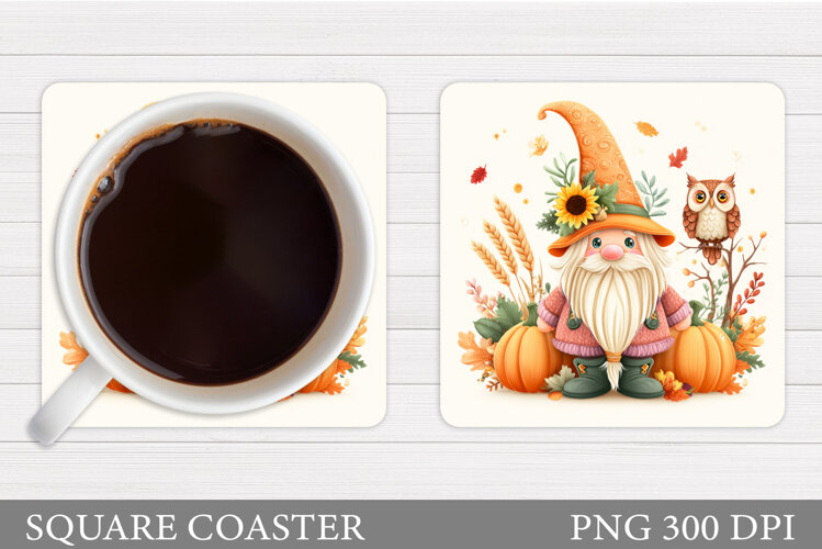 Fall Gnome Coaster Design. Fall Coaster Sublimation example image 1