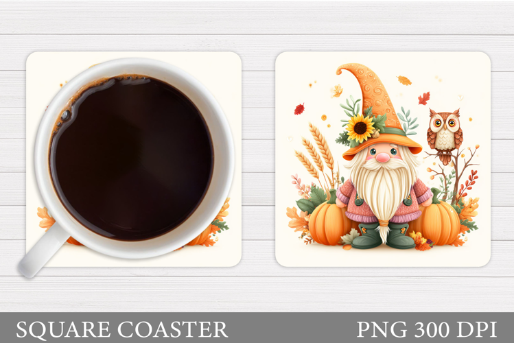 Fall Gnome Coaster Design. Fall Coaster Sublimation