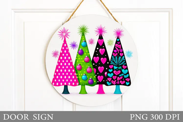 Christmas Tree Door Sign. Christmas Door Sign Design