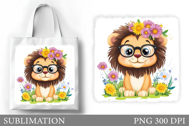Cute Lion Sublimation. Cute Lion Tote Bag Design