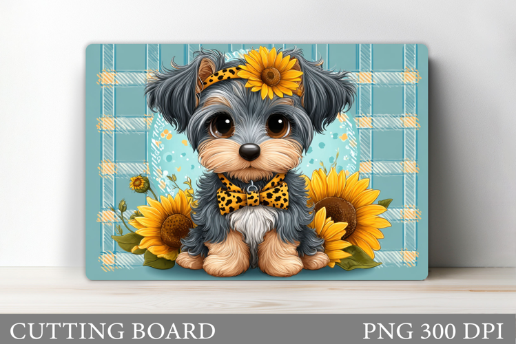 Cute Dog Cutting Board Design. Dog Flowers Cutting Board