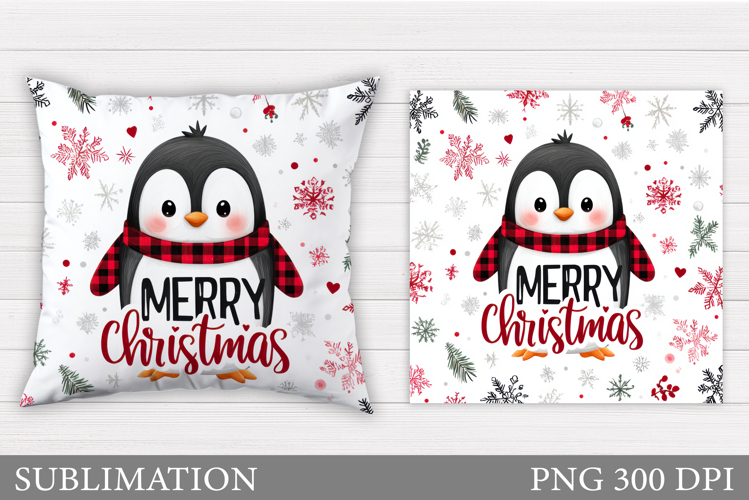 Christmas Penguin Pillow. Christmas Pillow Sublimation
