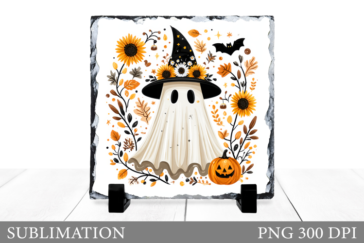 Cute Ghost Slate Design. Halloween Sublimation