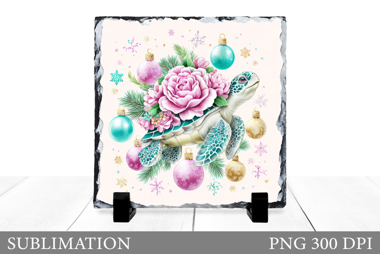 Christmas Turtle Sublimation. Christmas Turtle Slate Design
