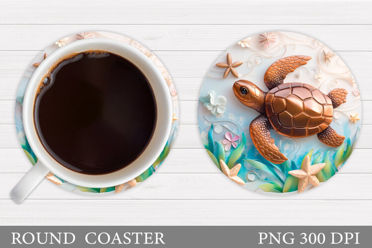 Sea Turtle Coaster Design. Turtle Coaster Sublimation example image 1