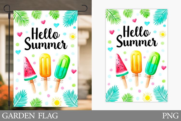 Ice Cream Garden Flag Design. Summer Garden Flag Sublimation