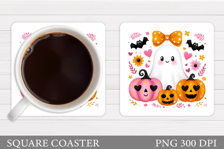 Cute Ghost Coaster Design. Halloween Coaster Sublimation