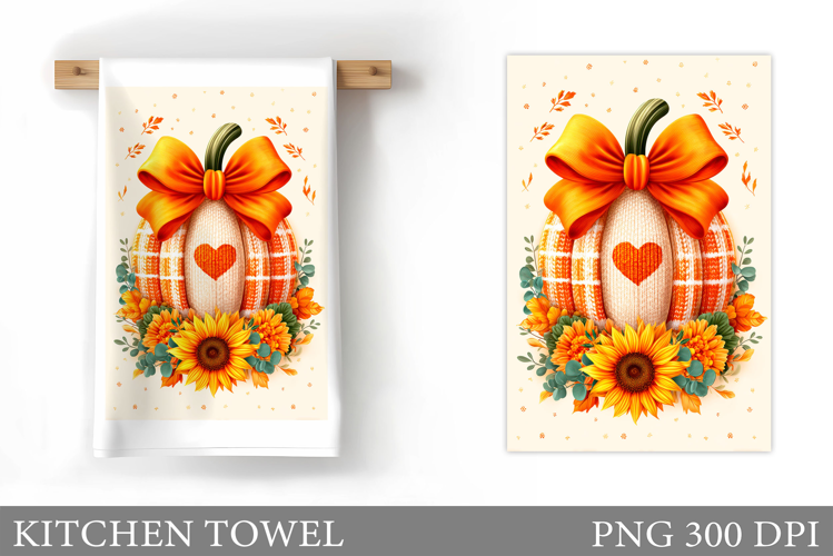 Fall Pumpkin Kitchen Towel. Fall Kitchen Towel Sublimation
