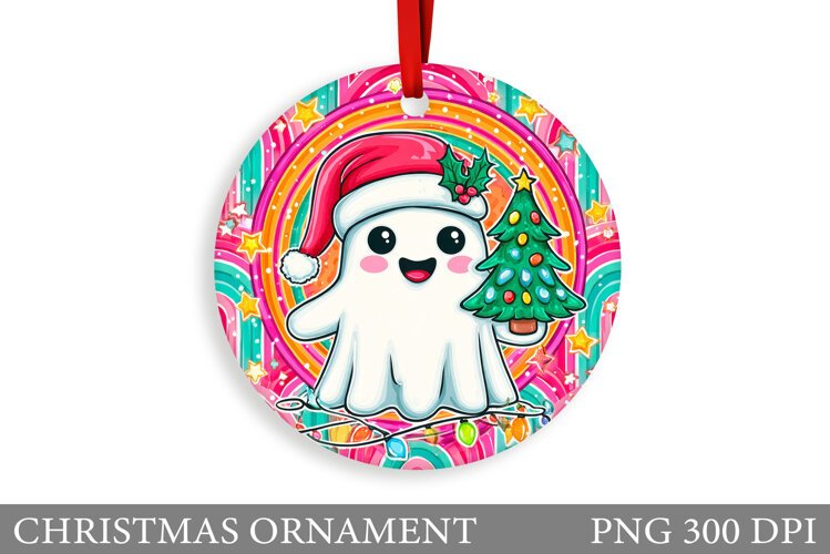 Ghost Christmas Ornament .Christmas Ornament Sublimation example image 1