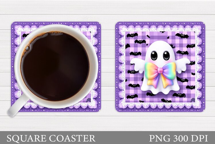 Ghost Coaster Design. Halloween Sublimation example image 1