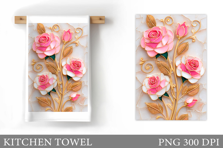 Roses Kitchen Towel. Flowers Kitchen Towel Design