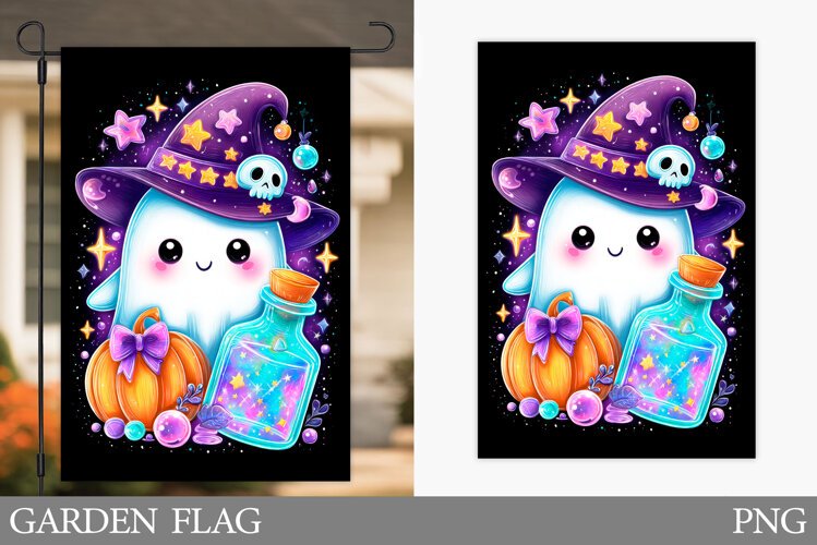 Ghost Garden Flag Sublimation. Halloween Garden Flag Design example image 1