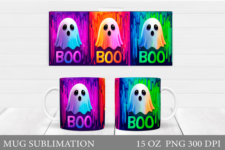 Ghost Mug Design. Cute Halloween Mug Sublimation