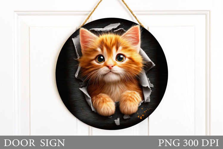 Cute Cat Door Sign Design. Cute Cat Sublimation