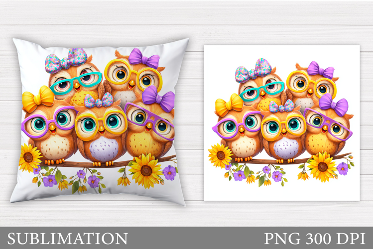 Cute Owls Pillow Design. Cute Owls Sublimation