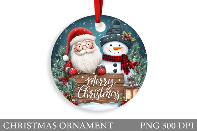 Santa Claus Christmas Ornament. Snowman Christmas Ornament