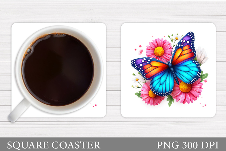 Butterfly Coaster Sublimation. Butterfly Coaster Design