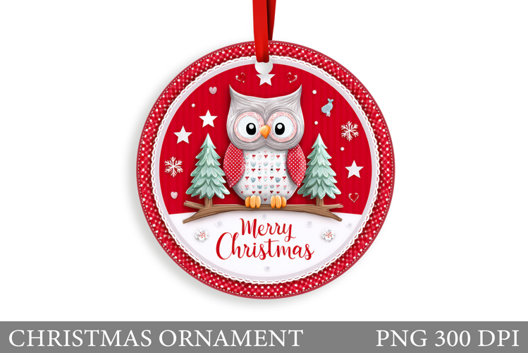 Christmas Owl Christmas Ornament. Christmas Owl Sublimation