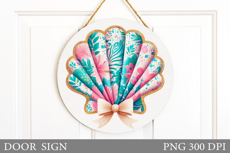 Seashell Door Sign Sublimation. Summer Door Sign Design