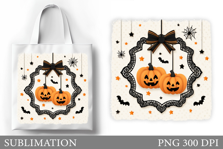 Halloween Pumpkin Sublimation. Cute Pumpkin Tote Bag Design