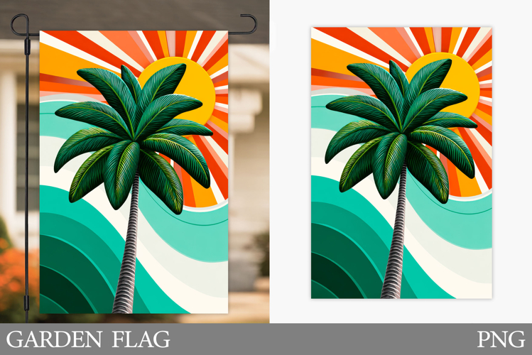 Palm Tree Garden Flag Design. Summer Garden Flag Sublimation
