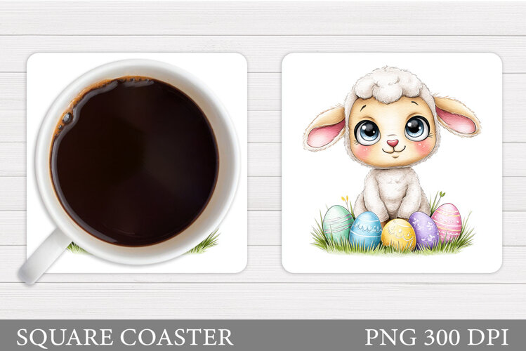 Easter Lamb Coaster Design. Easter Coaster Sublimation example image 1