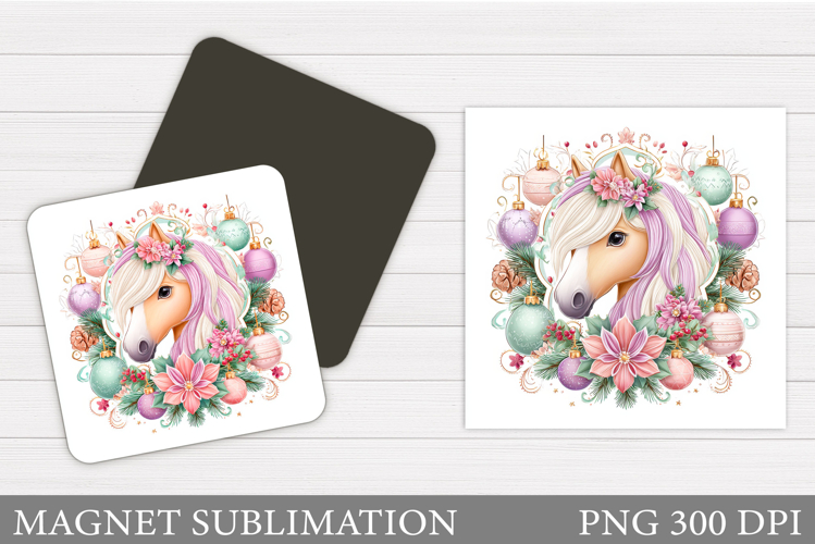Christmas Horse Magnet. Christmas Magnet Sublimation