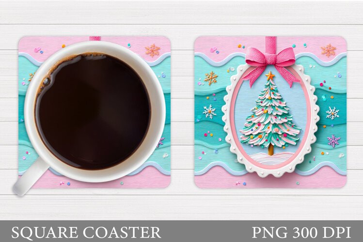 Christmas Tree Coaster Design. Christmas Coaster Sublimation example image 1
