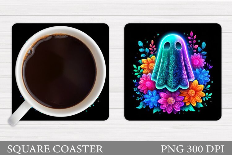 Ghost Coaster Design. Halloween Sublimation example image 1