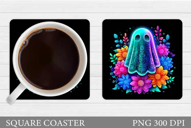 Ghost Coaster Design. Halloween Sublimation