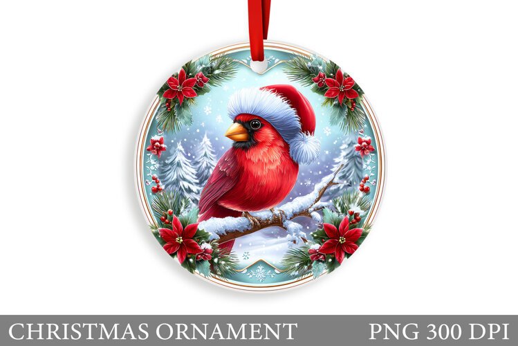 Cardinal Christmas Ornament. Christmas Bird Sublimation example image 1