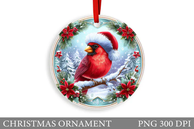 Cardinal Christmas Ornament. Christmas Bird Sublimation