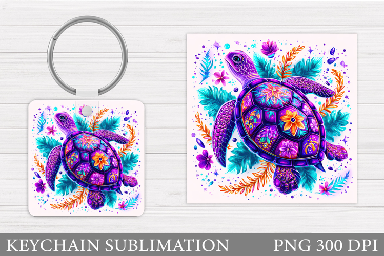 Turtle Keychain Sublimation. Turtle Keychain Design