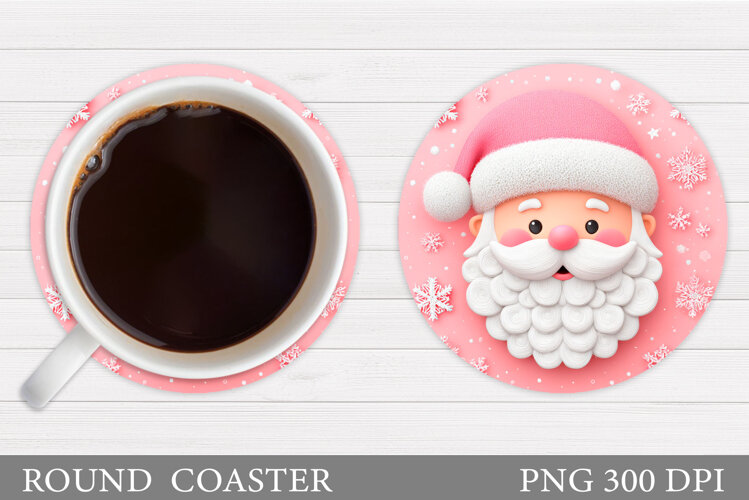 Cute Santa Coaster Sublimation. Santa Claus Coaster Design example image 1