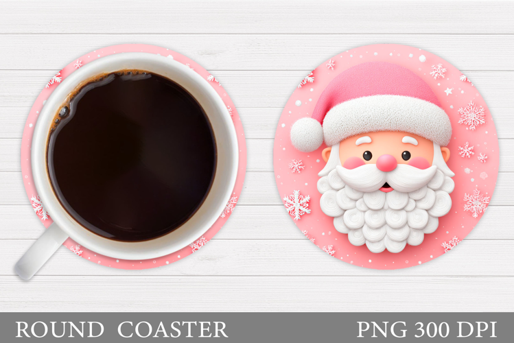Cute Santa Coaster Sublimation. Santa Claus Coaster Design