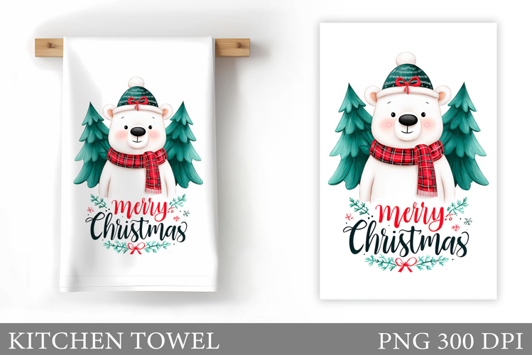 Christmas Bear Kitchen Towel. Christmas Kitchen Towel Design