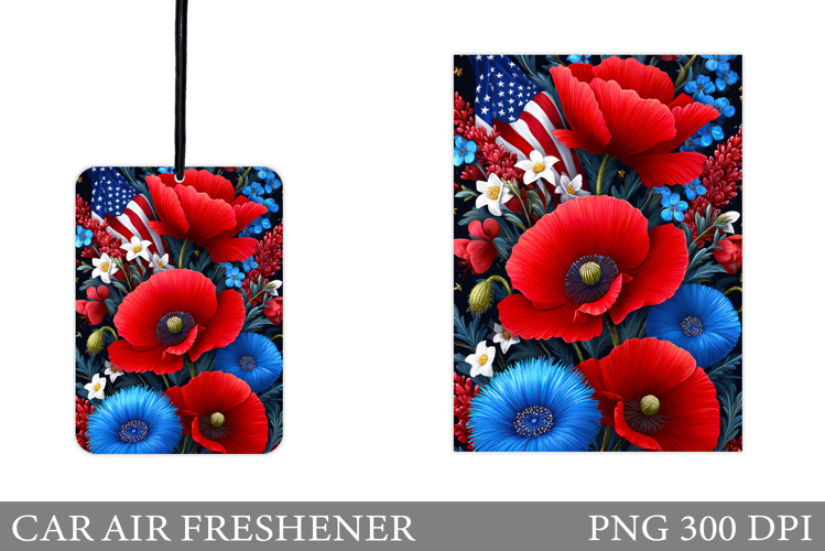 Poppies Car Air Freshener. Floral Car Air Freshener Design