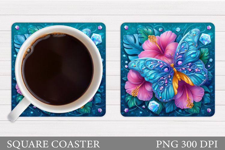 Butterfly Coaster Sublimation. Butterfly Coaster Design