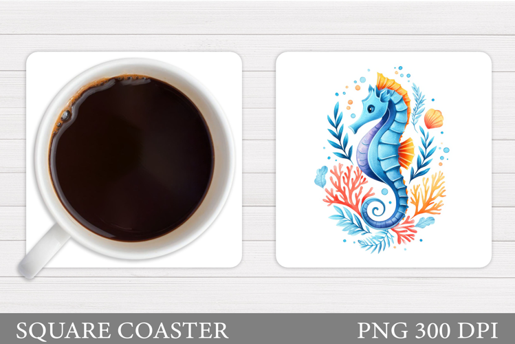 Seahorse Square Coaster. Seahorse Coaster Sublimation