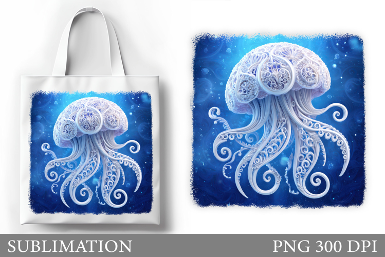 Jellyfish Sublimation. Jellyfish Tote Bag Sublimation
