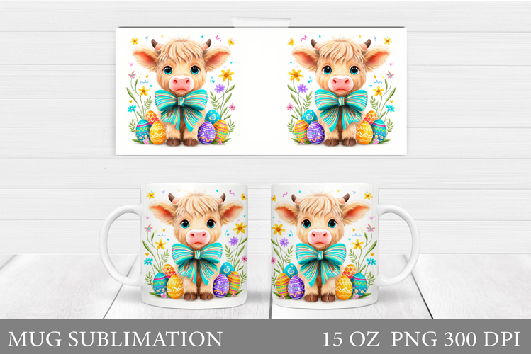 Easter Cow Mug Sublimation. Easter Mug Design