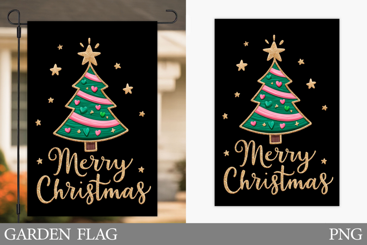 Christmas Tree Garden Flag. Christmas Garden Flag Design
