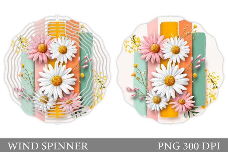 Daisy Flowers Wind Spinner. Floral Wind Spinner Design