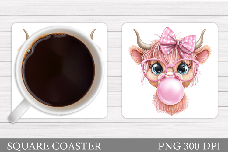 Cute Cow Coaster Design. Funny Cow Sublimation