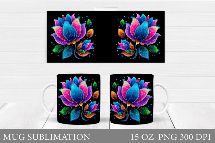 Flower Mug Sublimation. Floral Mug Wrap Design example image 1