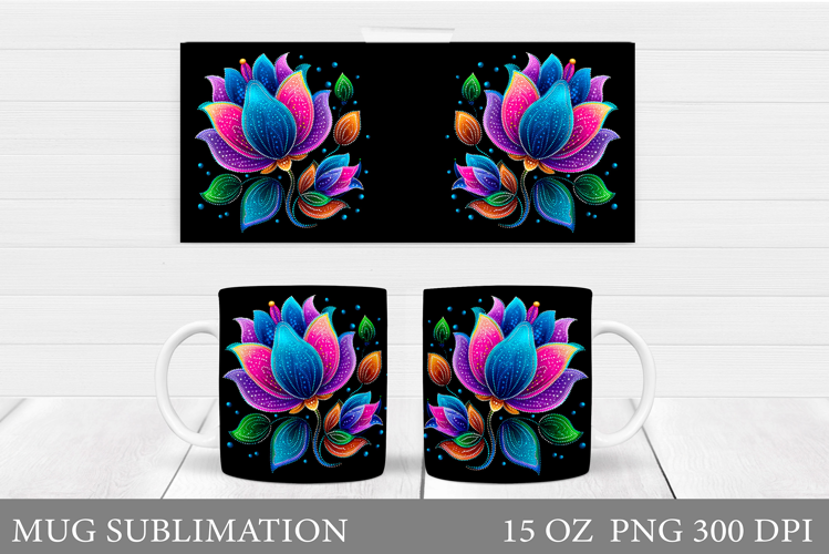 Flower Mug Sublimation. Floral Mug Wrap Design