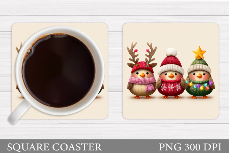 Christmas Bird Coaster Sublimation. Christmas Coaster Design