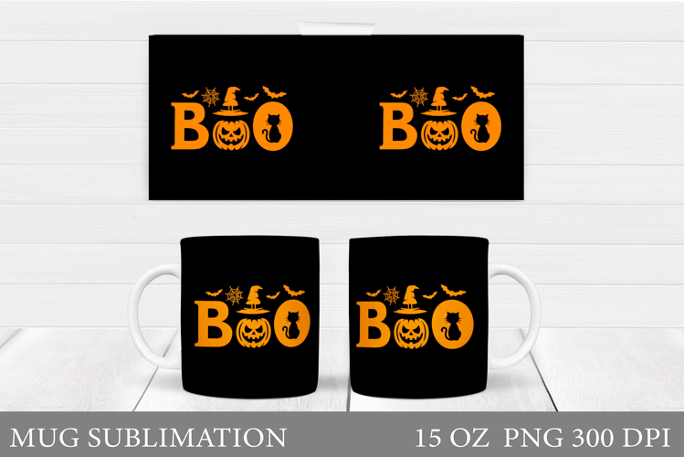 Boo Mug Sublimation. Halloween Mug Design