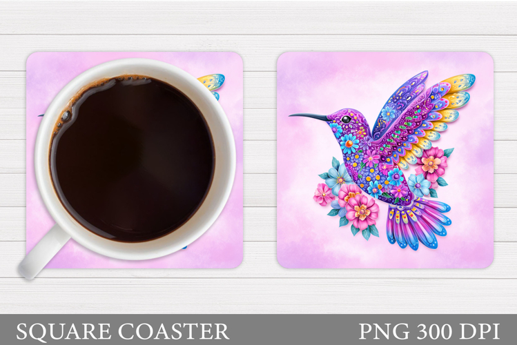 Hummingbird Square Coaster. Hummingbird Coaster Sublimation